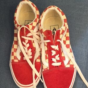 Vans  Red and White Checkered Sneakers